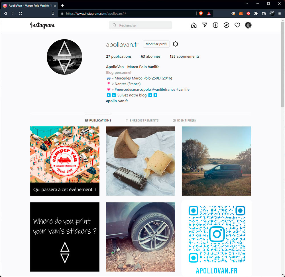 Compte instagram Apollo Van